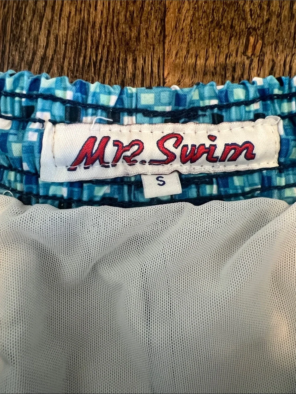 Mr.Swim Teal and Navy Geometric Swim Trunks